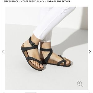Birkenstock Yara Black Oiled Leather Sanda…